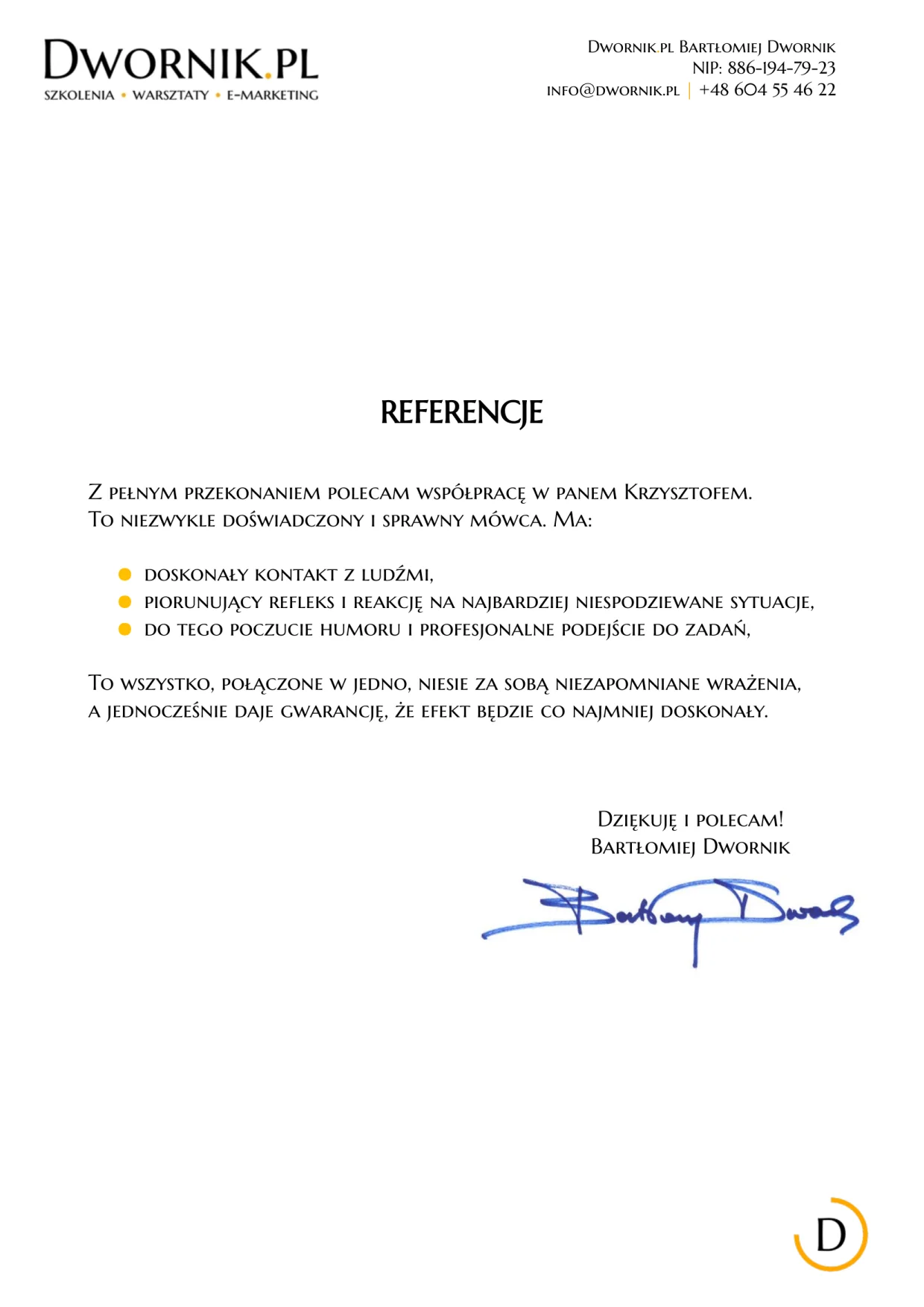 referencje Dwornik.pl